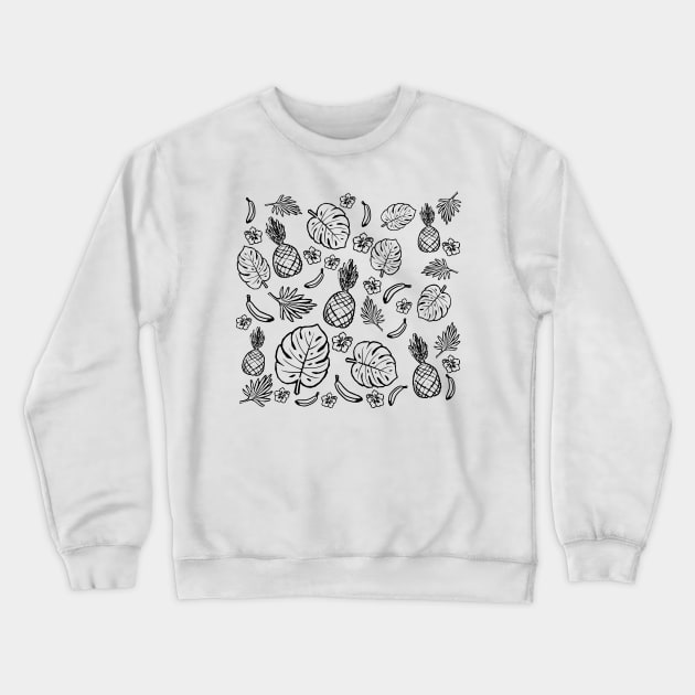 Tropical black and white pattern Crewneck Sweatshirt by valentinahramov